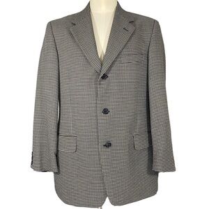 Daniel Hechter Navy Gray Nailhead Check 3 Button Sports Coat Blazer Sz 40 R